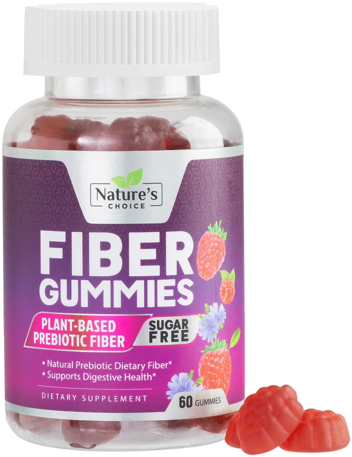 Sugar Free Fiber Gummies for Adults, Daily Prebiotic Natural Soluble Fiber Su...