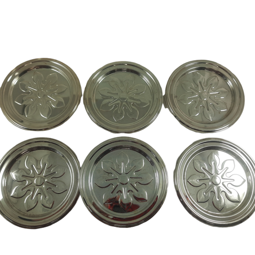 6 Silverplated Coasters Snowflake Pattern - Picture 4 of 6