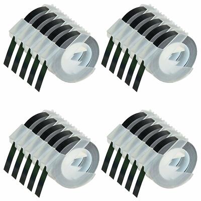 20-Rolls 9mm White/Black Compatible Dymo 3D Plastic Embossing Tape Label Makers
