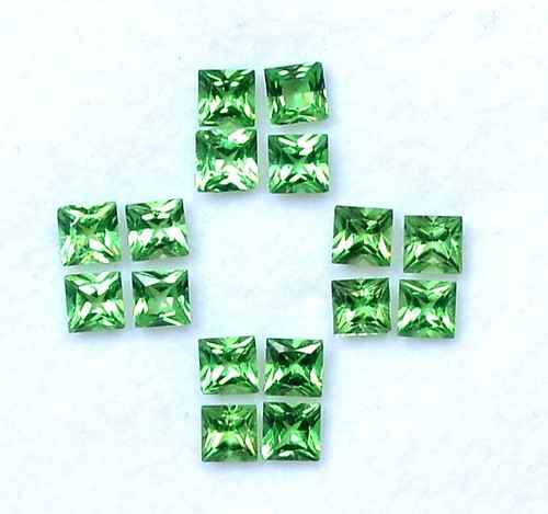 2.50 mm Natural Tsavorite Square Princess Cut Lot 16 Pieces 1.48 CTS Loose Gems - Picture 6 of 7