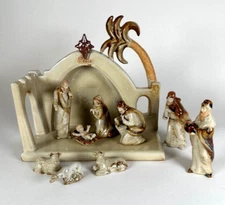 Seasons of Cannon Falls Christmas Nativity Scene 11 pieces Glazed Earthenware