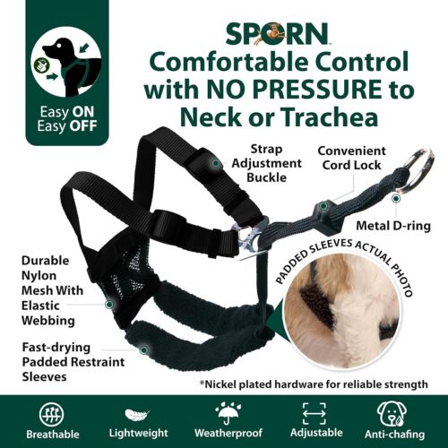 Sporn No Pull Dog Harness for Large Dogs, Durable Black Nylon Mesh, size L/XL - Picture 6 of 8