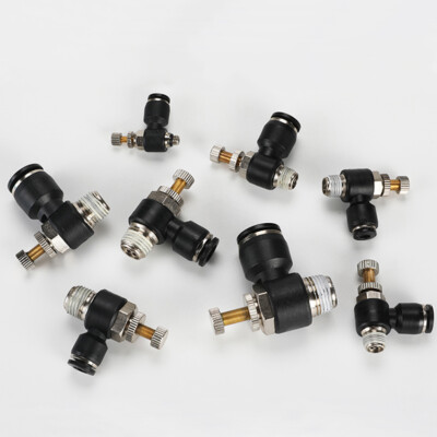 BSPT Male x Push-in Fittings Adapter Orienting Flow Regulator for Cylinder Black