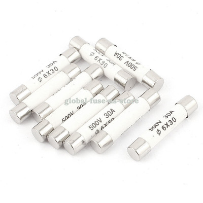 10 Pcs 500V 30A Low Breaking Capacity Cartridge Ceramic Fuses 6x30mm