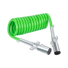 CheeMuii 7 Way Coiled Trailer Cord 12 FT Green ABS Electrical Power Coil Heav...