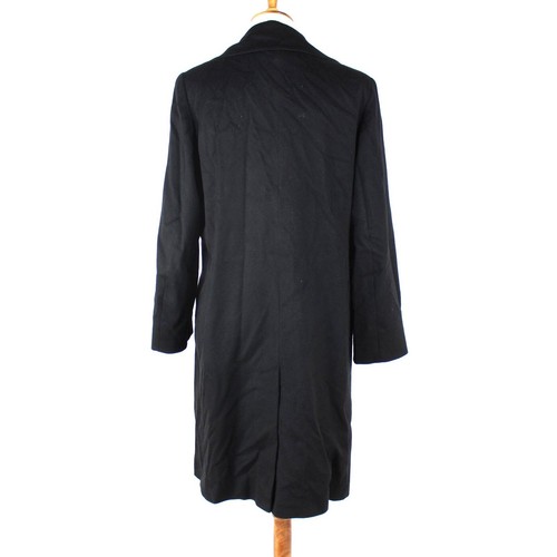 Fleurette Cashmere Wrap Coat Black Collared Long Jacket Padded Shoulders 12 - Picture 5 of 8