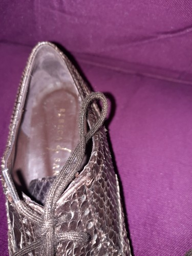 REBECA SANVER ALL LEATHER DARK BROWN MOC SNAKE LACE UP BROGUE SHOES SIZE 2 EU 35 - Picture 5 of 5