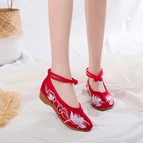 Chinese Retro Hanfu Shoes Summer Mesh Ballet Loafer Floral Embroidered Wedding - Picture 13 of 16