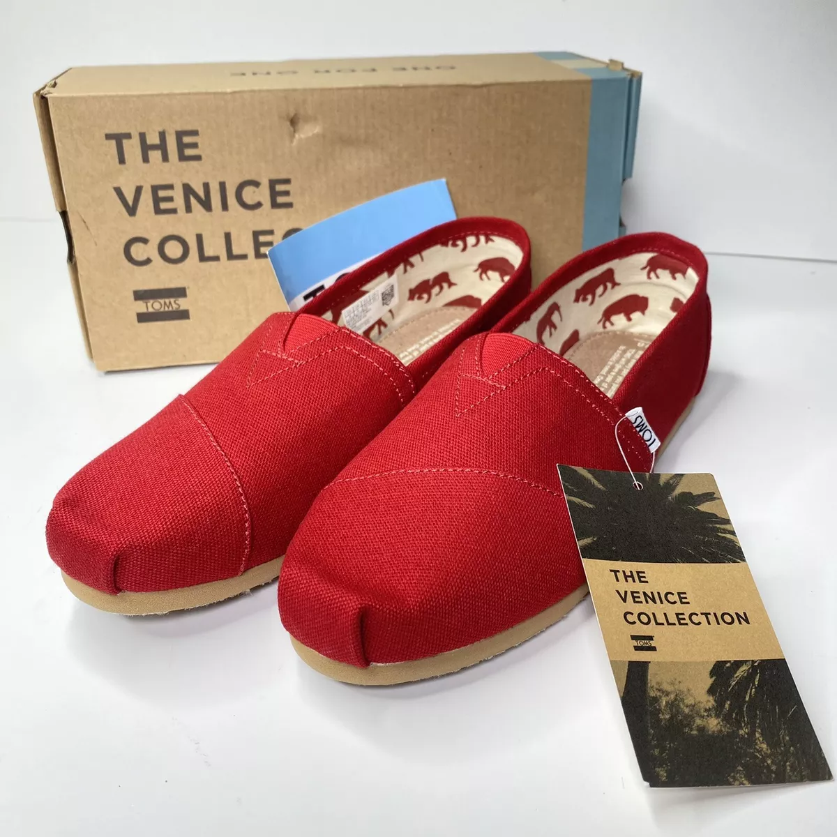 Toms Womens Size 8 Venice Collection Classic Red Canvas Shoes New