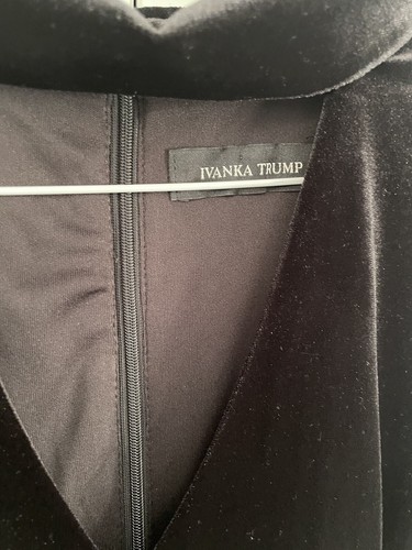 Ivanka Trump Black Velvet Midi Dress Worn Once Uk 14 - Picture 4 of 6