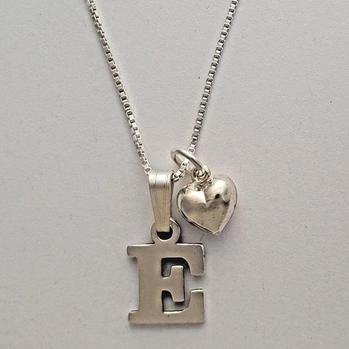 Sterling Silver Initial Letter Necklace Alphabet Heart Solid 925 pendant n chain - Picture 18 of 39