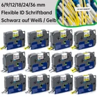 Flexi Kabel Schriftband kompatibel zu Brother P-touch TZe-FX231 Weiß Gelb 6-36mm