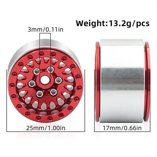 Aluminum 1.0" Beadlock Wheel Rim &Tires For 1/18 TRX4M 1/24 SCX24 AX24 RC Car - Picture 11 of 28