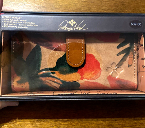 Patricia Nash Nazari Tooled   Leather Sprint Multi Print Wallet. Gold hardware