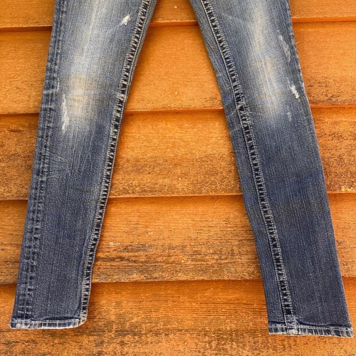Miss Me Skinny JP51595 Cross Pocket Rhinestone Blue Jeans Size 27 - 第 5/14 張圖片