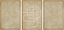 Geometric Wall Art Decor Minimalist Abstract Modern Framed Canvas Print Set of 3