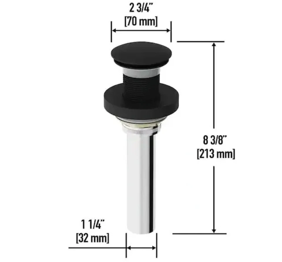 Anillo de montaje de drenaje emergente para fregadero de baño VIGO, negro mate VGO700MB NUEVO EN PAQUETE Foto 3 de 4