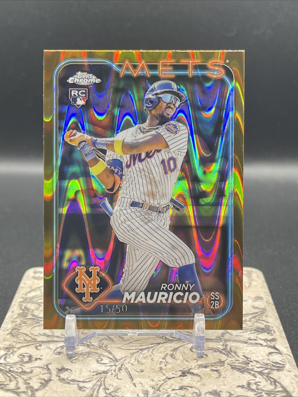 2024 Topps Chrome #28 Ronny Mauricio Gold Refractor /50 RC New York Mets 🔥⚾