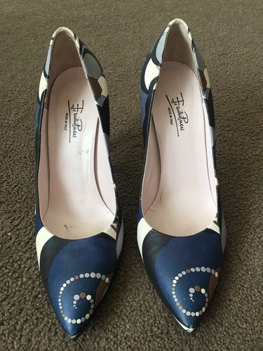 AUTÉNTICOS ZAPATOS DE TACÓN DE CUERO EMILIO PUCCI MULTICOLOR TALLA 37 IT/ 6.5 EE. UU. - Imagen 3 de 7