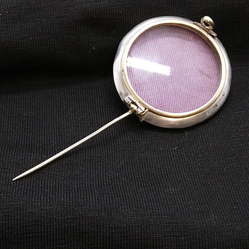 Vintage Silver Mourning Sweetheart Brooch w/ Photo/Keepsake Back Tested 3.5cm - Picture 11 of 24