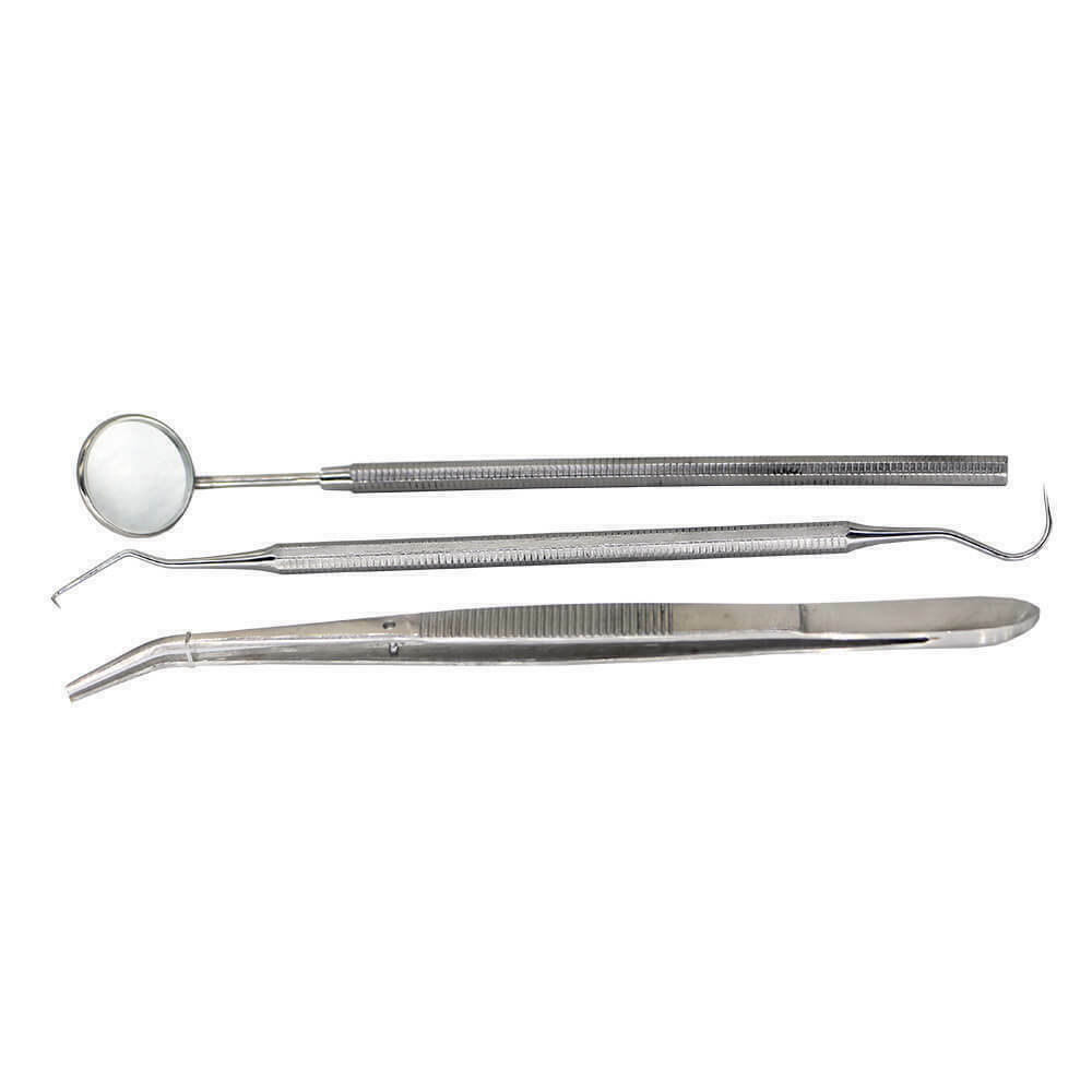 1 Kit basic examination dental kit set of 3 hygiene kit mirror explorer tweezer
