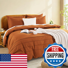 Nexhome Pro 100 Organic Cotton Duvet Cover Set King Size Linen Pleated