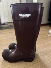 Vintage LaCrosse Rubber Boots Size 5 Brown Waterproof Rain Work Made USA