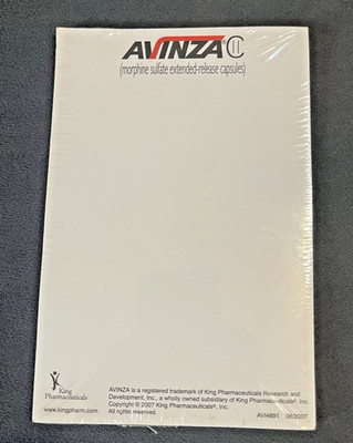 Avinza Notepad Pharmaceutical Drug Rep Doctor Gift Swag 2007 King Pharma