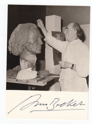 Arno Breker 5x7 SIGNED AUTOGRAPHED Photo with Franz Liszt sculpture D. 1991