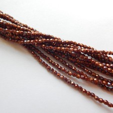 2mm 100 beads Fire Polished Faceted - Oxidized Bronze Opaque Red - Czech Glass