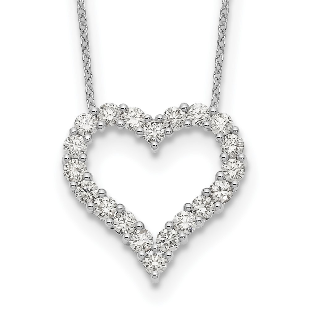14k White Gold 1.5 carat Diamond Heart Necklace 18