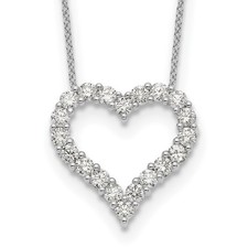 14k White Gold 1.5 carat Diamond Heart Necklace 18" for Women 1.9gm