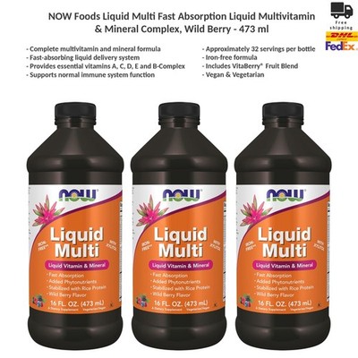 NOW Foods Liquid Multi Flüssiges Multivitamin- & Mineralstoff-Komplex 3x473 ml
