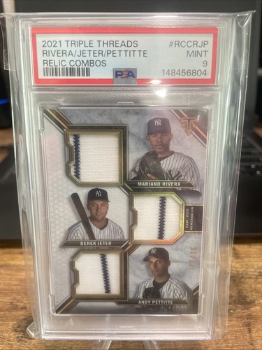 2021 Topps Triple Threads Rivera Jeter Pettitte Relic Combos PSA 9 #/36 HOF