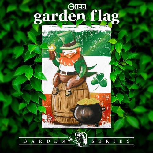 G128 Happy St. Patrick’s Leprechaun Barrel Gold Garden Flag 12x18 Decoration - Picture 2 of 8