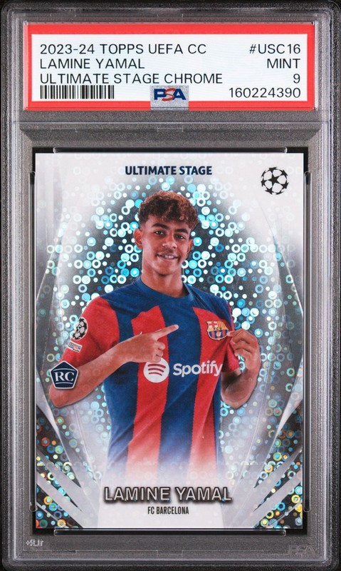 160224390 Lamine Yamal 2023 Topps UEFA #USC-16 Ultimate Stage Chrome RC PSA 9