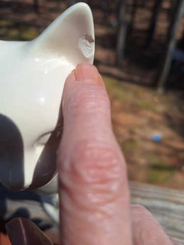 Seated White Ceramic Cat Statue Pet Urn Zoophilous READ - Picture 7 of 10
