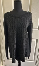Crew neck chevron knit sweater XL in charcoal gray AB Studios