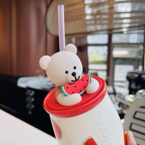 Starbucks Fruit Series Ceramic Tumbler Bear Rista Watermelon - Picture 6 of 8