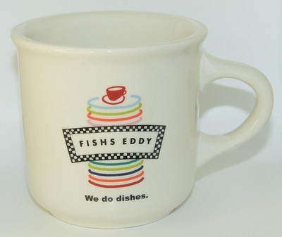 Fishs Eddy ~ We Do Dishes - Heavy Duty Coffee Mug 4.25  Tall Ceramic Cup