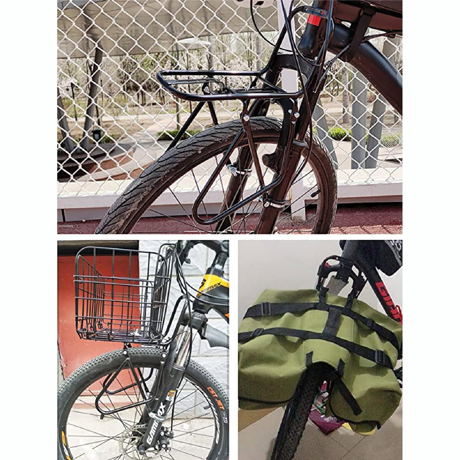 Bicycle Front Carrier Rack, 15KG Capacity Mountain Bike Pannier Rack for Cargo L