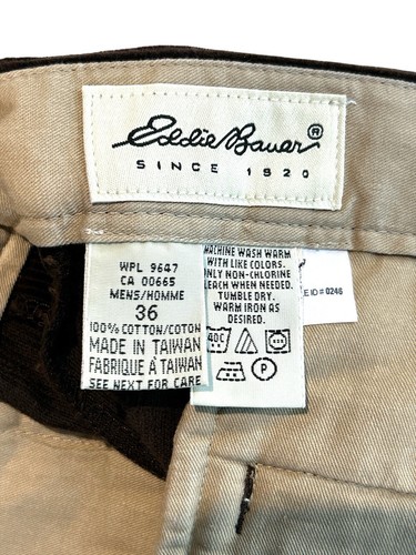 Vtg Eddie Bauer Men’s 36X33 Dark Chestnut Pleated Corduroy Pants WPL-9647 - Picture 2 of 7