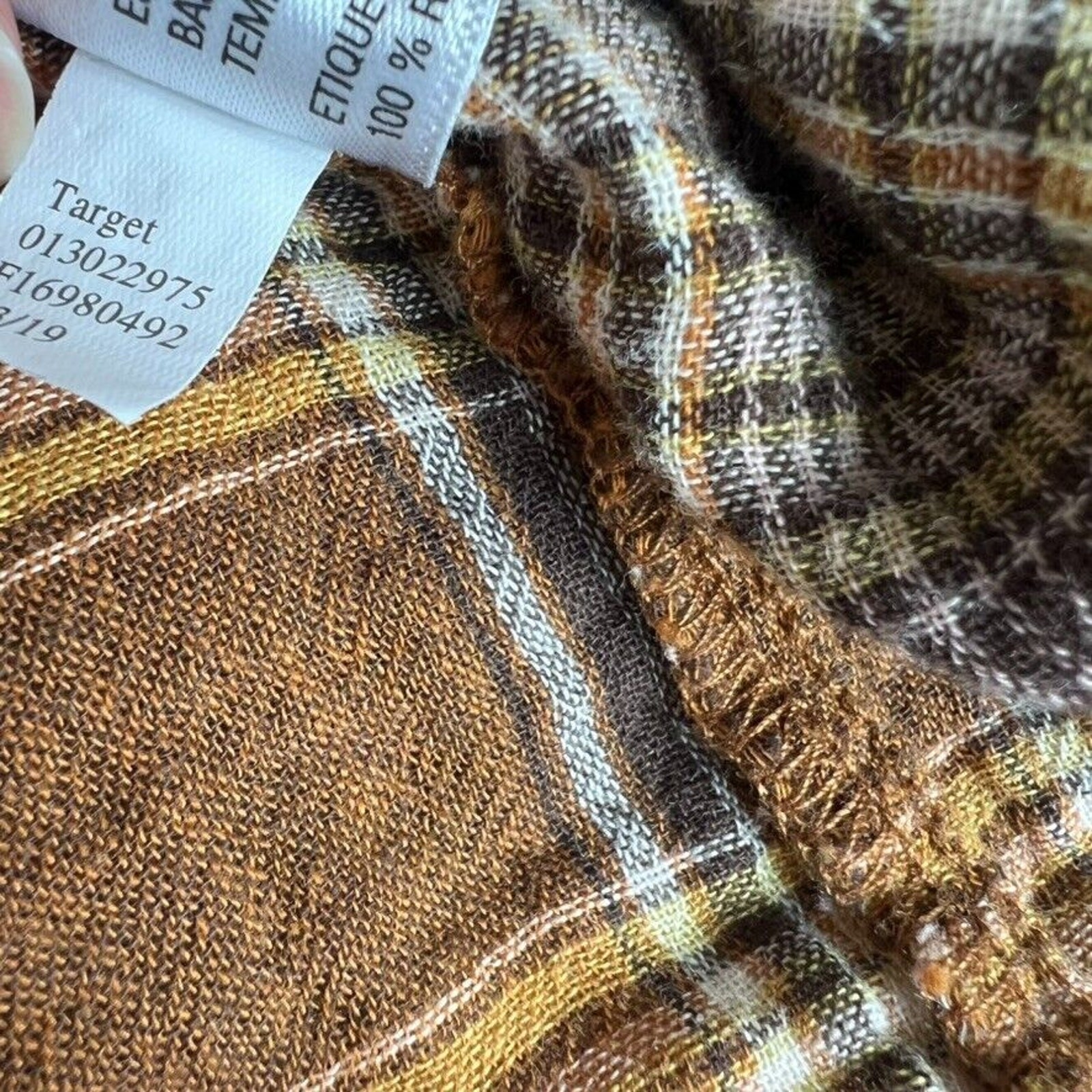 Universal Thread Blouse Womens Medium Brown Plaid… - image 7