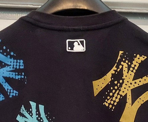 MLB NY YANKEES MEN'S BLACK "NY" ALLOVER COTTON-POLY SHORT SLEEVE SHIRT SIZE S - Picture 6 of 8