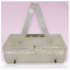 Vtg Pearlescent Lucite Elongated Oval Purse 8 x 3 - Double Handle/Latch Intact