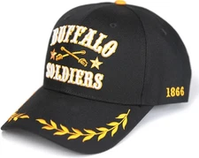 Big Boy Buffalo Soldiers S156 Mens Ball Cap [Black - Adjustable]