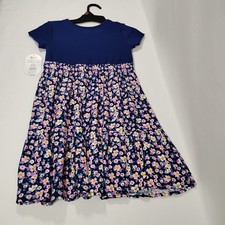 Girls Casual Dress Blue Flower Mixed Media Size Small Brand New