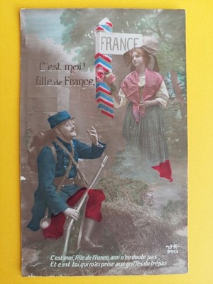 AK geschrieben am 6. September 1915 HAARIGES ELSÄSSISCHES ''Ich bin es! MÄDCHEN aus FRANKREICH ''
