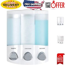 Versatile Push Button 3-Chamber Shower Dispenser - Stylish Bathroom Essential