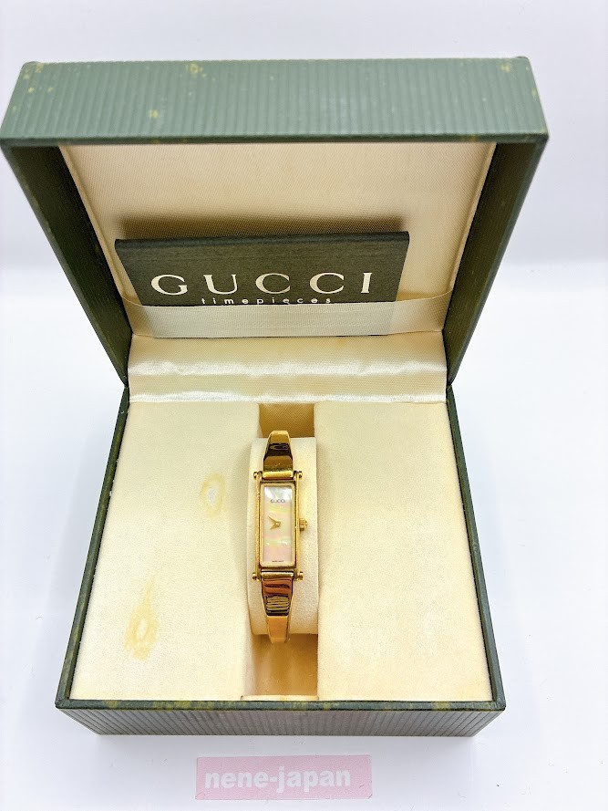 GUCCI 1500L Watch Gold Square Dial Swiss Rectangle Shell